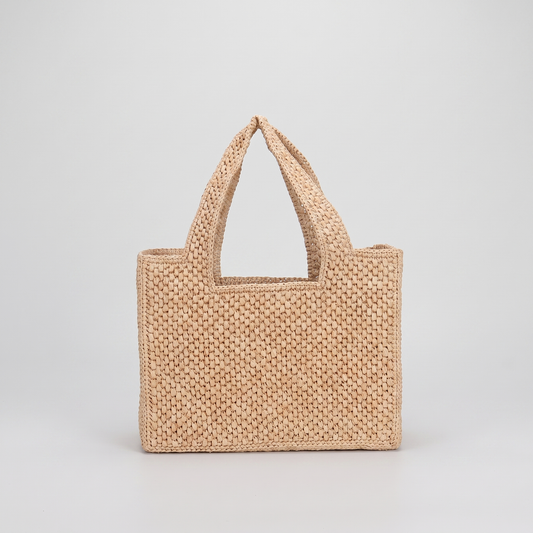 Larkin Woven Shopper Tote in beige